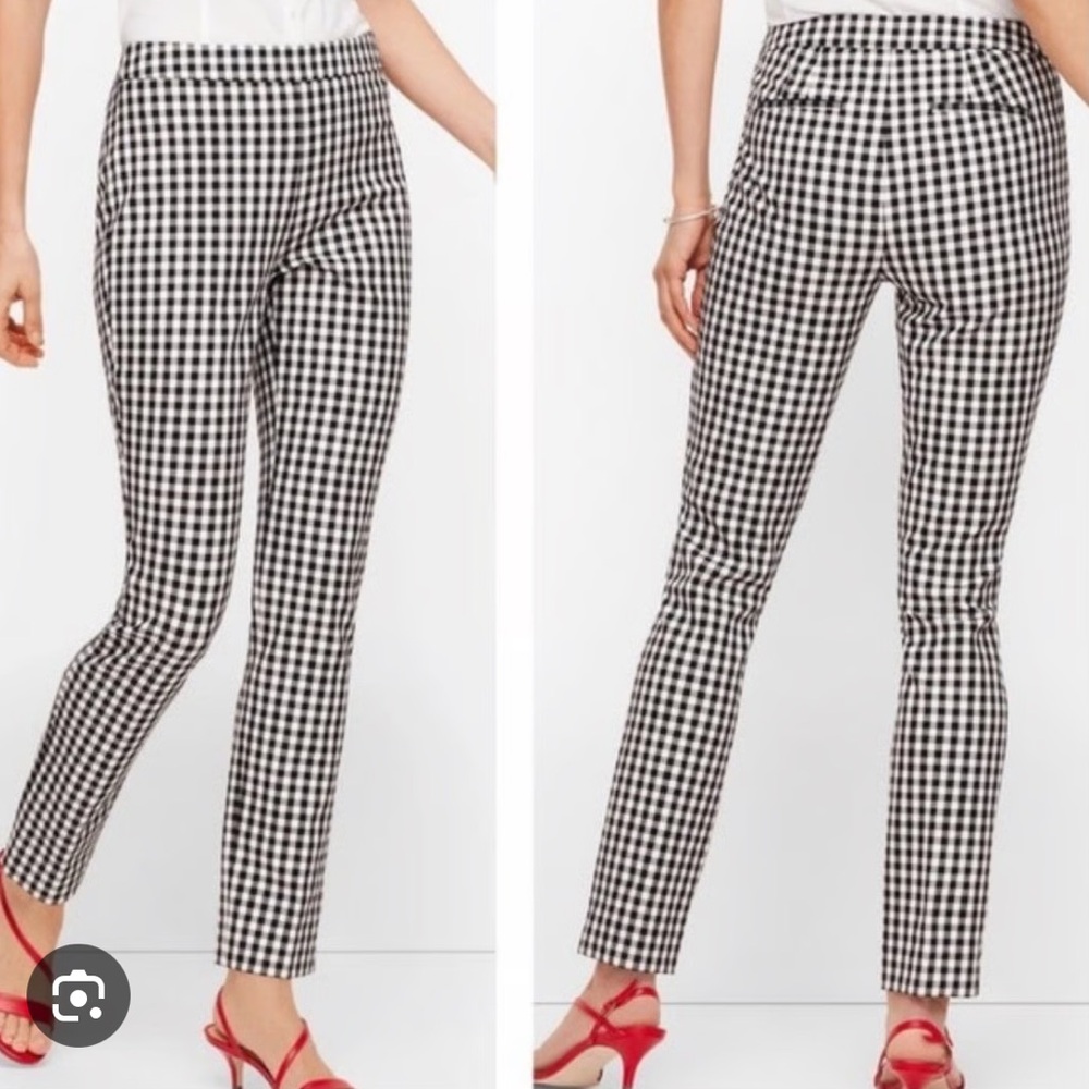 Talbots Black and White Ankle Cropped Gingham Chatham Pants